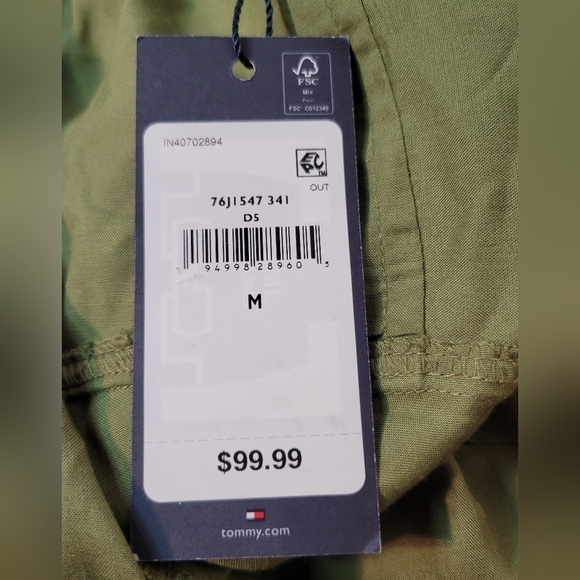 TOMMY Hilfiger Olive Green Convertible Sleeve Shirt Dress NWT - Picture 4 of 8